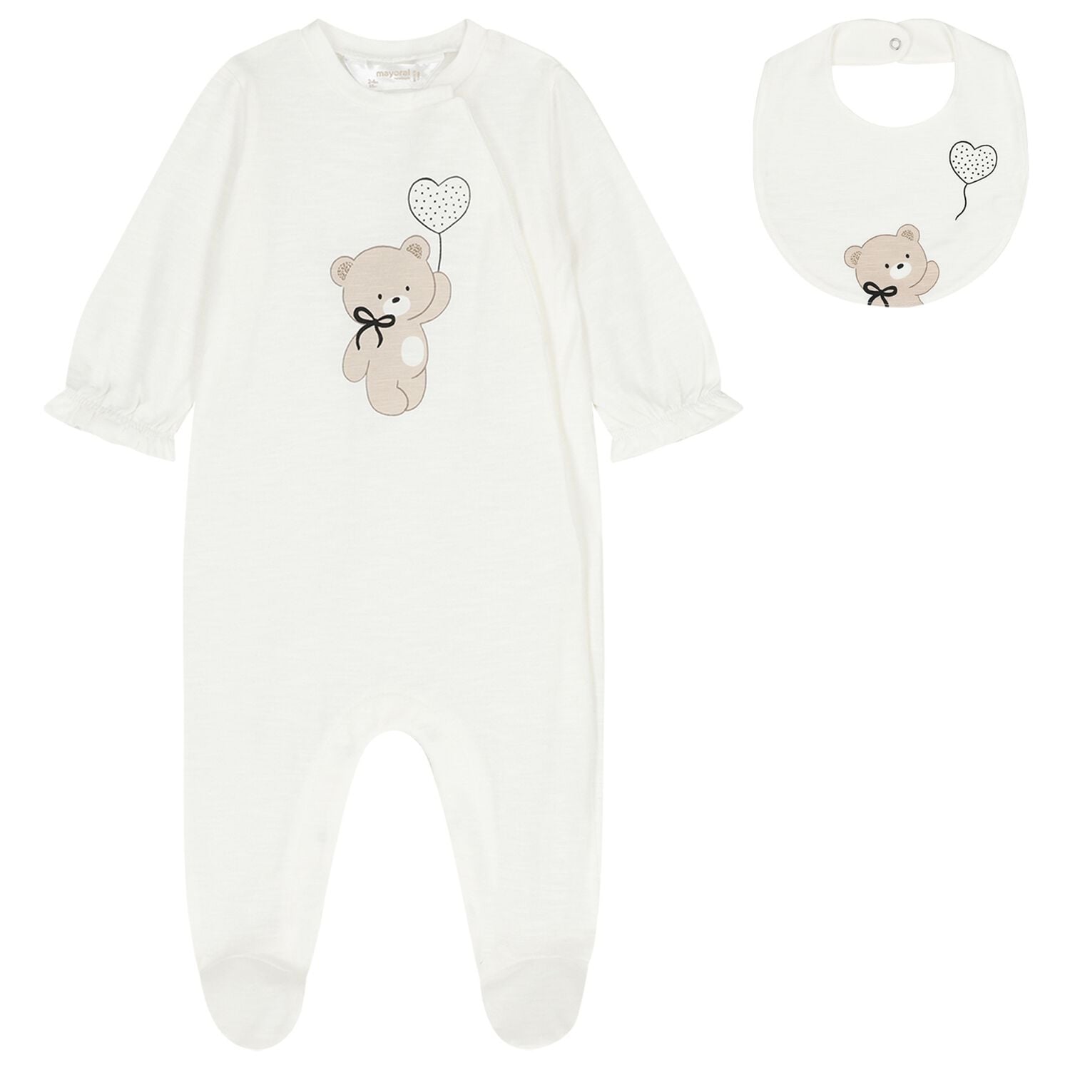 Baby Girls Ivory Teddy Bear Babygrow Set, 1, hi-res