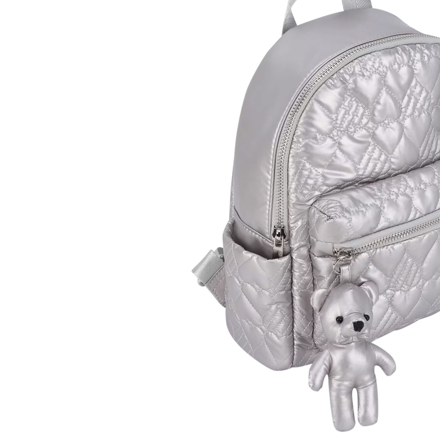 Girls Silver Quilted Backpack, 1, hi-res image number null