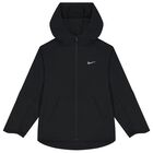 Black Logo Hooded Zip Up Top, 1, hi-res