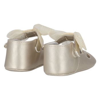 Baby Girls Gold Bow Pre Walker Shoes