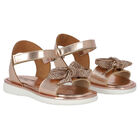 Girls Rose Gold Diamante Bow Sandals, 1, hi-res