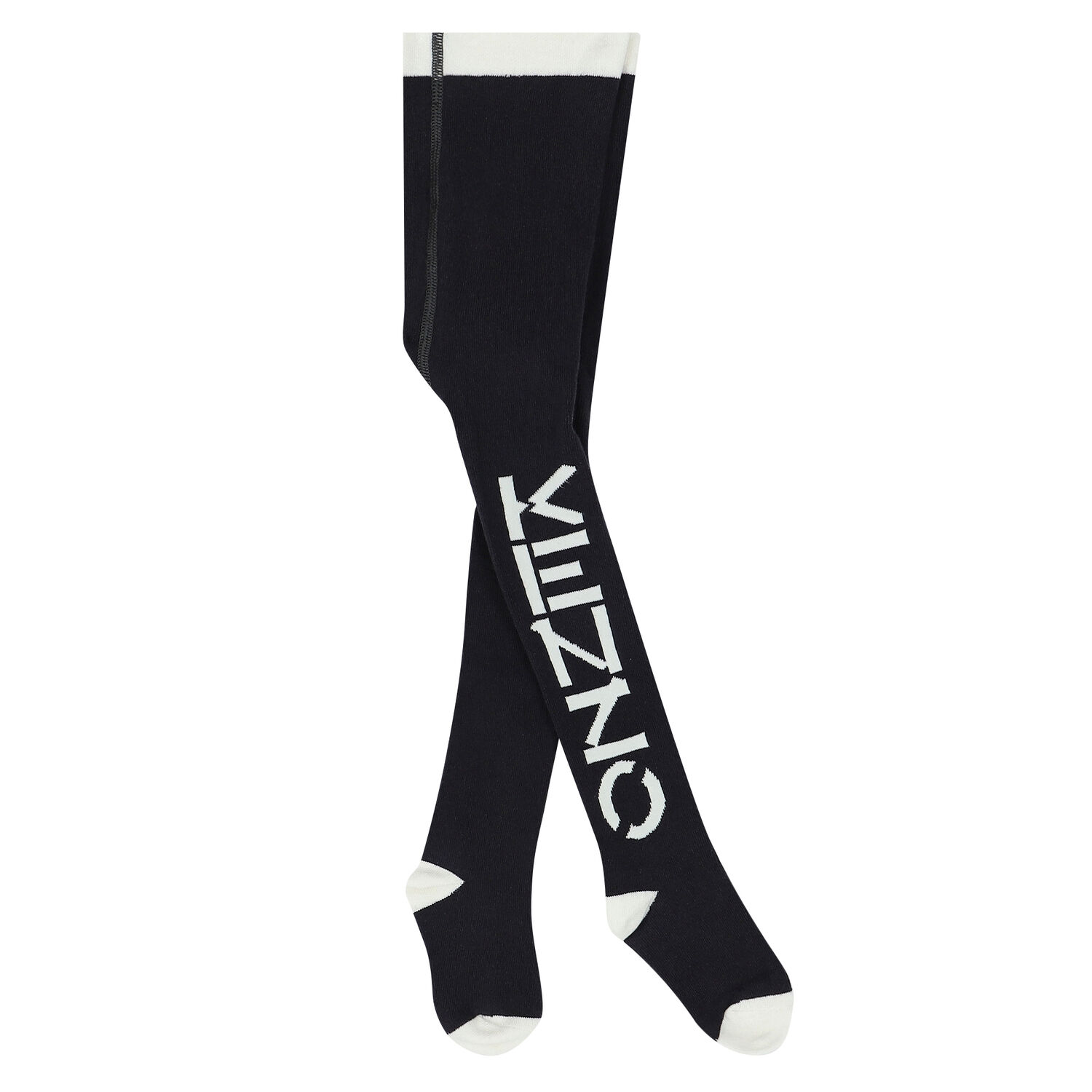 Girls Grey & White Logo Tights, 1, hi-res