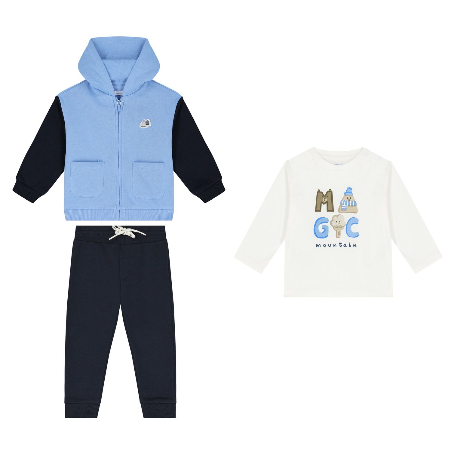 Younger Boys Blue & White 3 Piece Tracksuit, 2, hi-res image number null