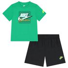 Boys Green & Black Logo Shorts Set, 1, hi-res