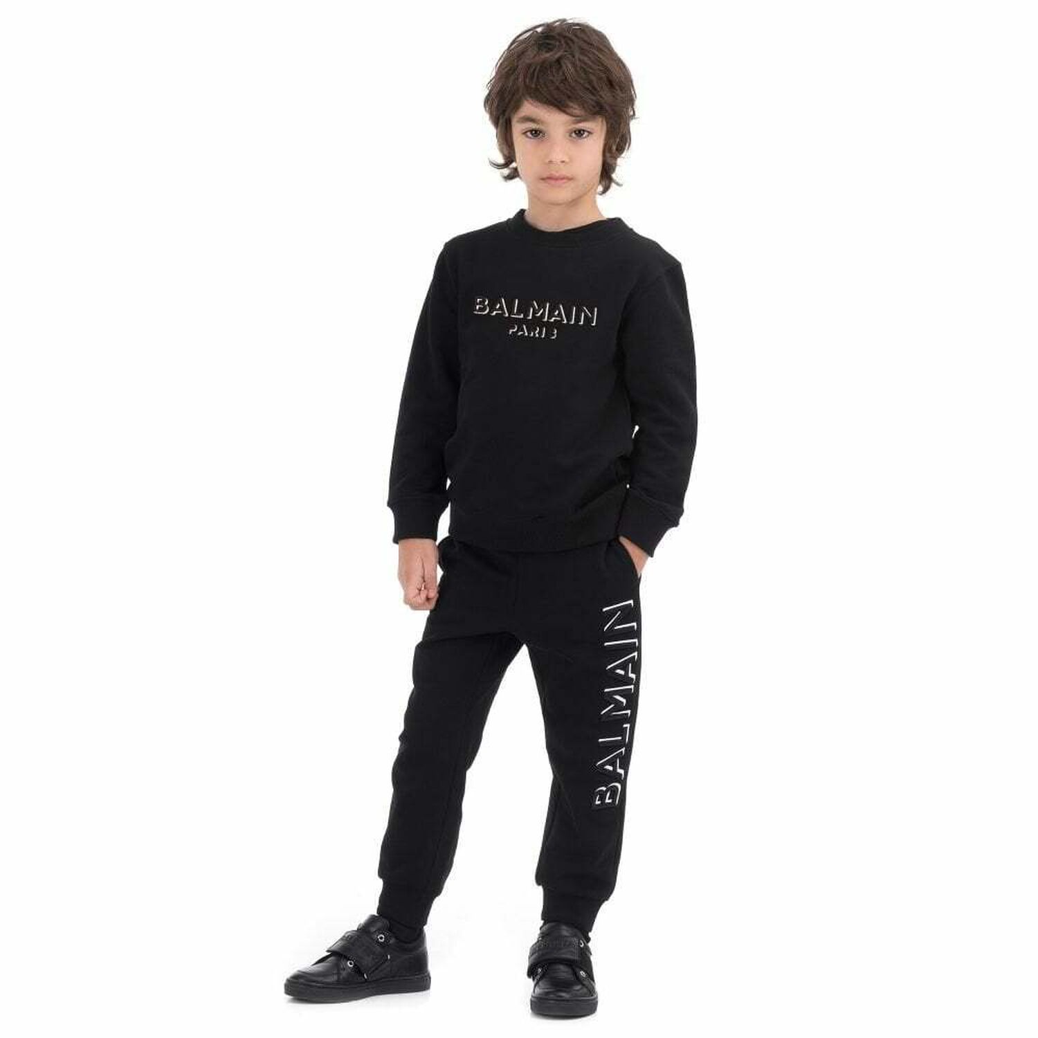 Boys Black Logo Joggers, 1, hi-res