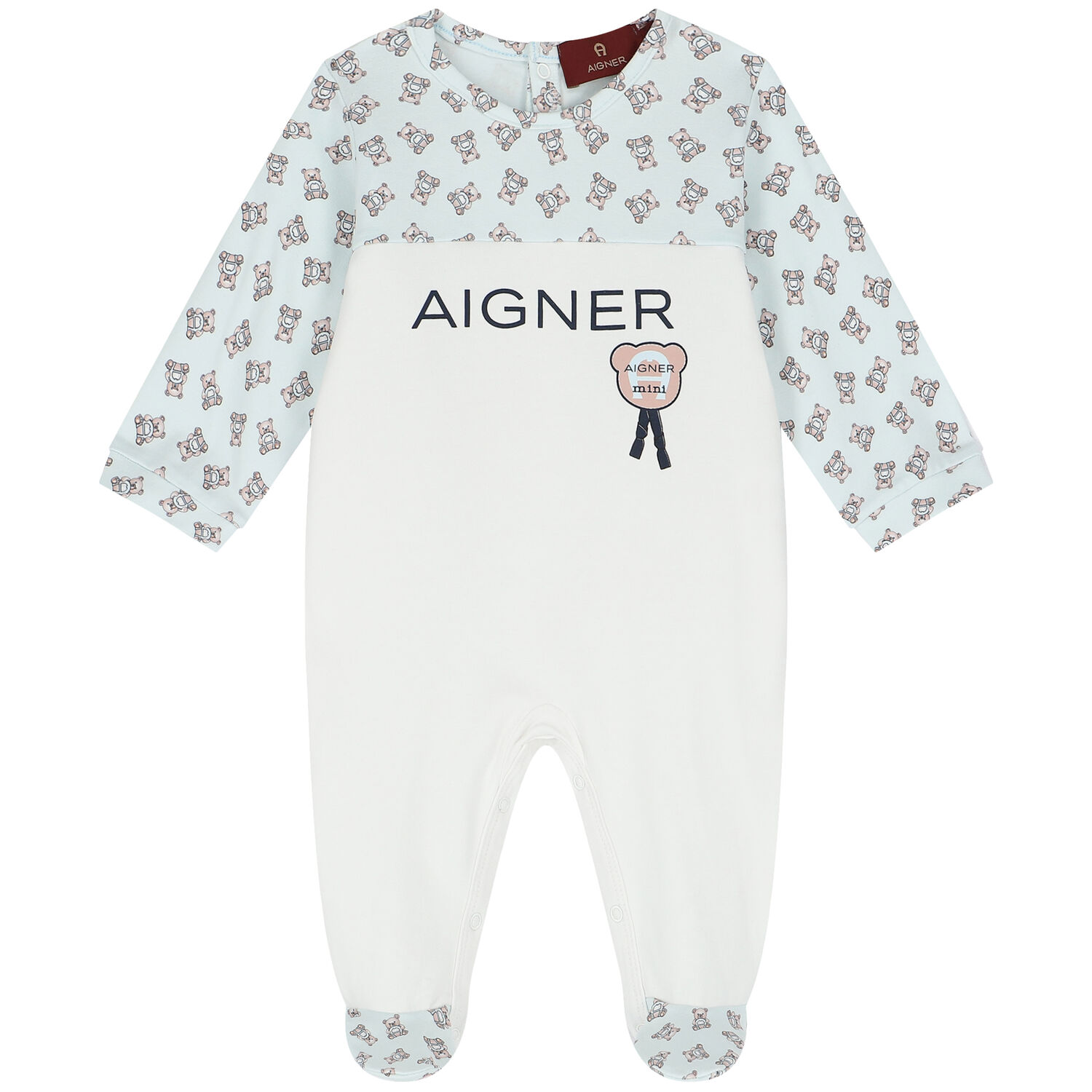 Blue & White Logo Babygrow Set, 1, hi-res