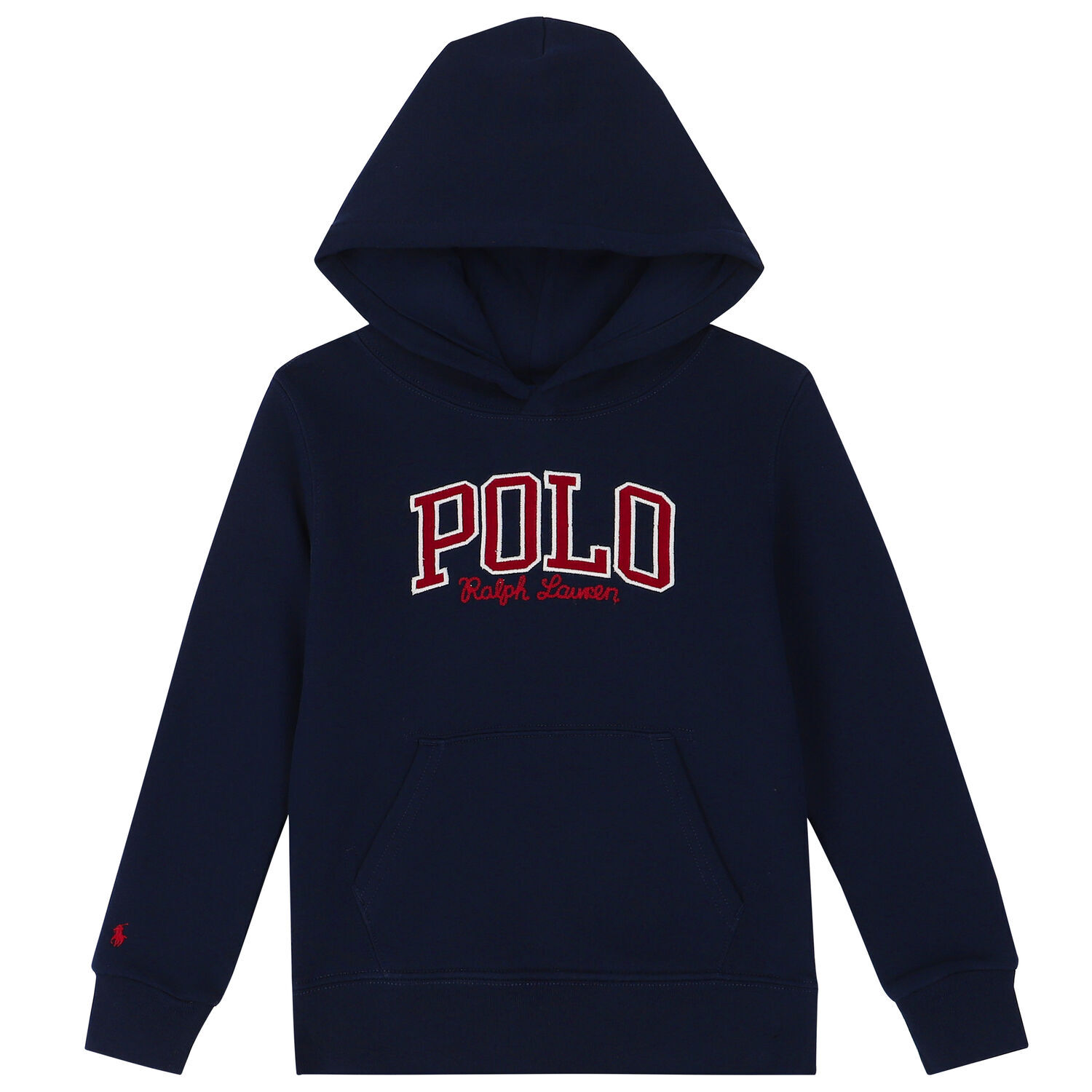 Boys Navy Logo Hooded Top, 1, hi-res