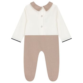 Baby Boys Ivory & Beige Balloon Babygrow