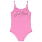 Girls Pink Embellished Logo Swimsuit, 1, hi-res