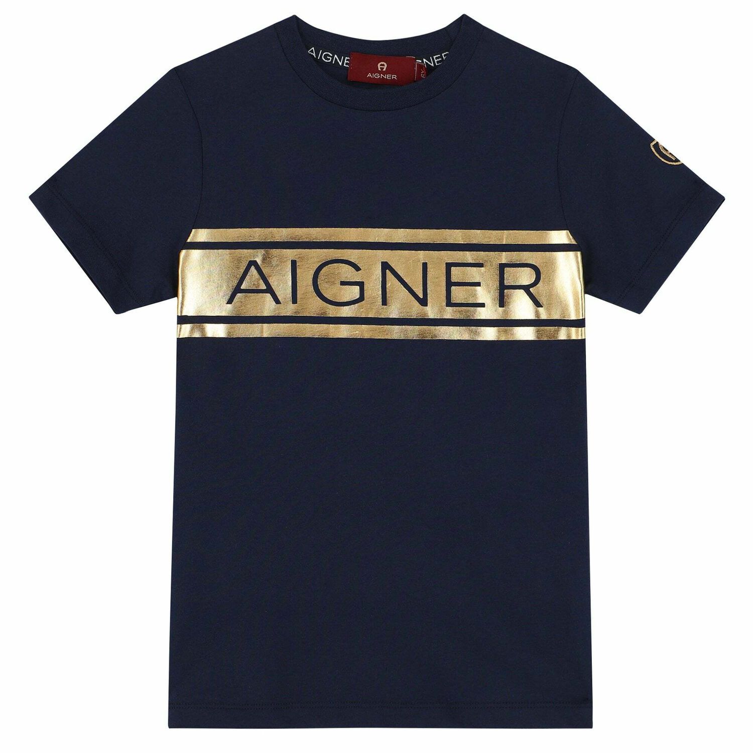 Boys Navy & Gold Logo T-Shirt, 1, hi-res image number null