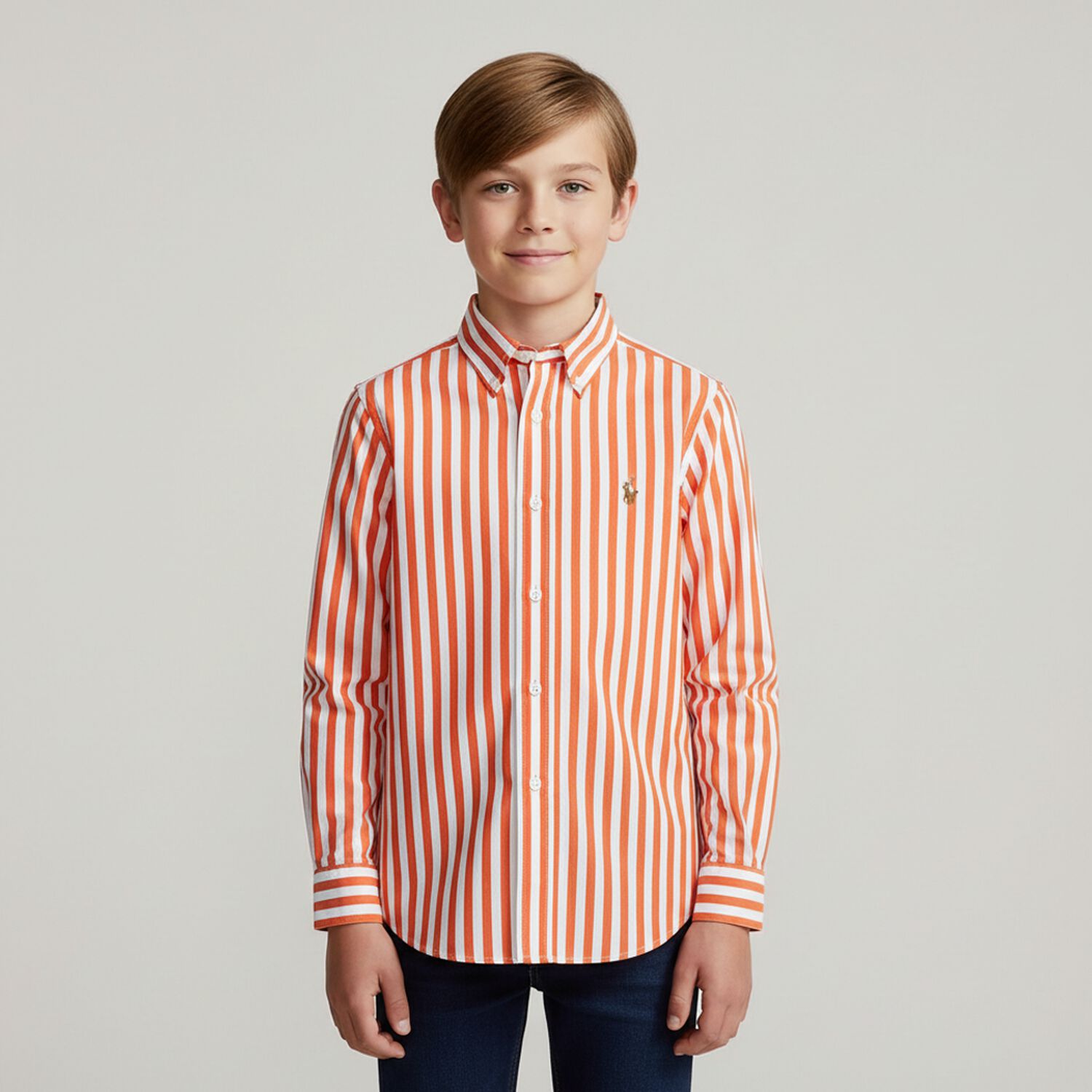 Boys Orange & White Logo Shirt, 1, hi-res image number null