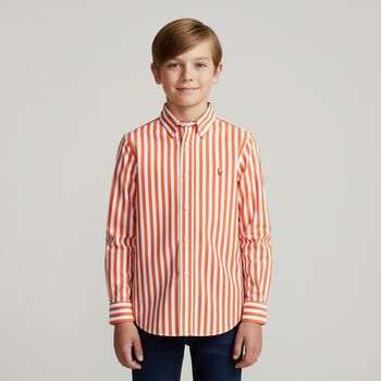Boys Orange & White Logo Shirt