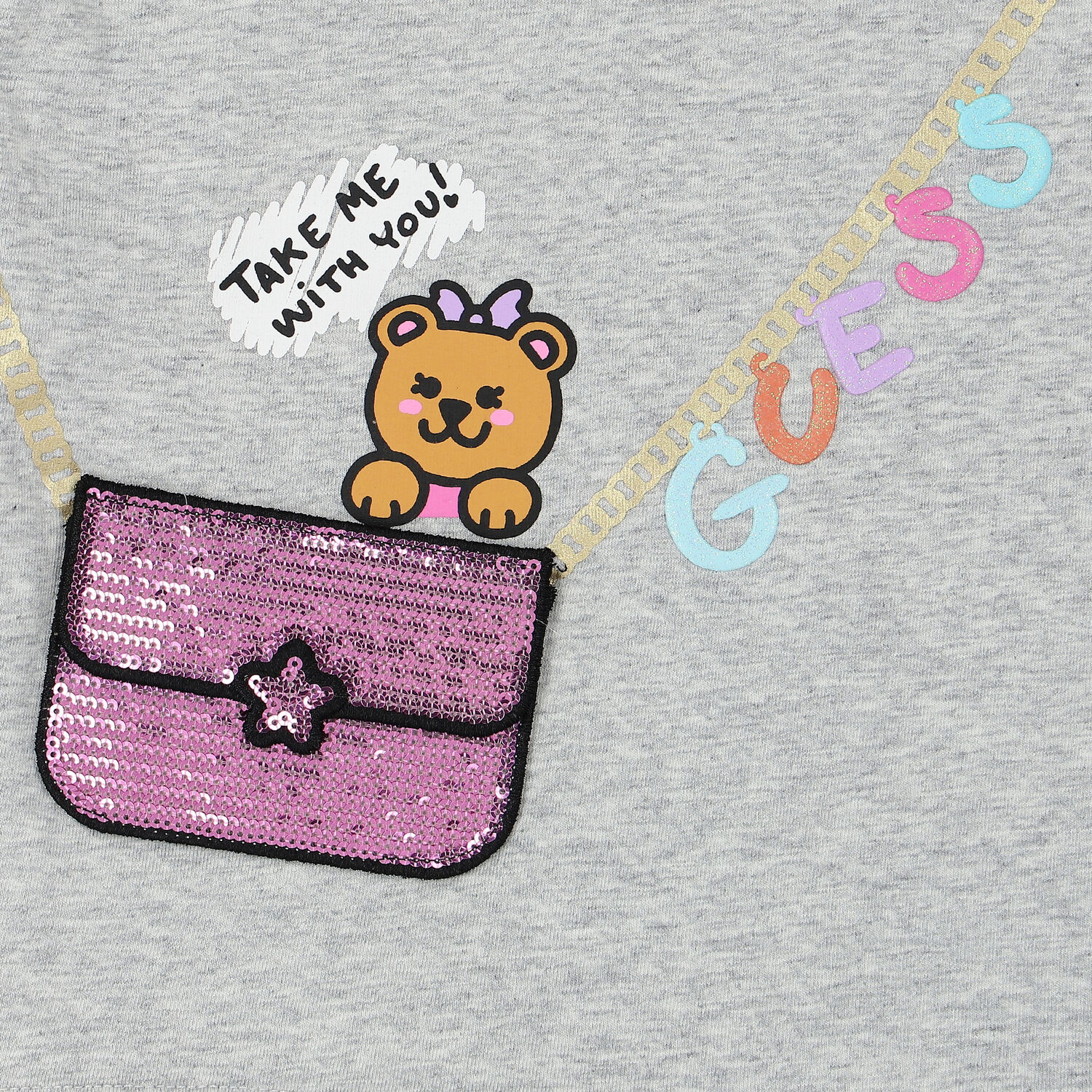 Girls Grey Bag Logo T-Shirt, 1, hi-res