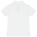 Boys White Logo Polo Shirt, 3, hi-res