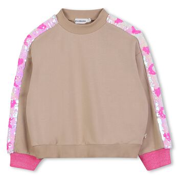 BILLIEBLUSH Girls Beige Sequin Sweatshirt, 1 Girls Beige Sequin Sweatshirt