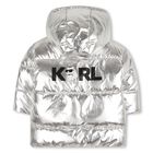 Younger Girls Silver Ikonik Choupette Hooded Puffer Jacket , 1, hi-res