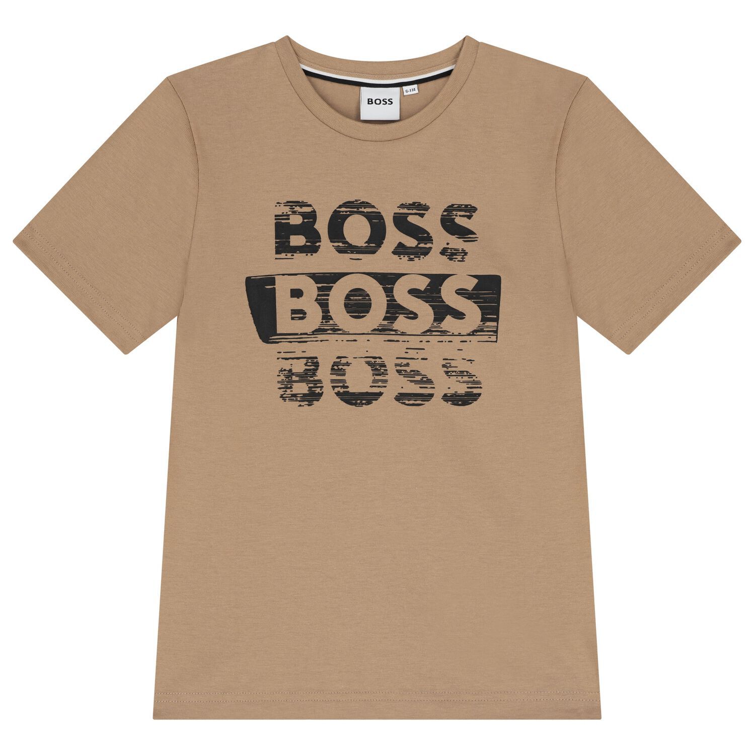 Boys Beige Logo T-Shirt, 3, hi-res