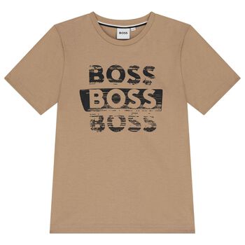 Boys Beige Logo T-Shirt
