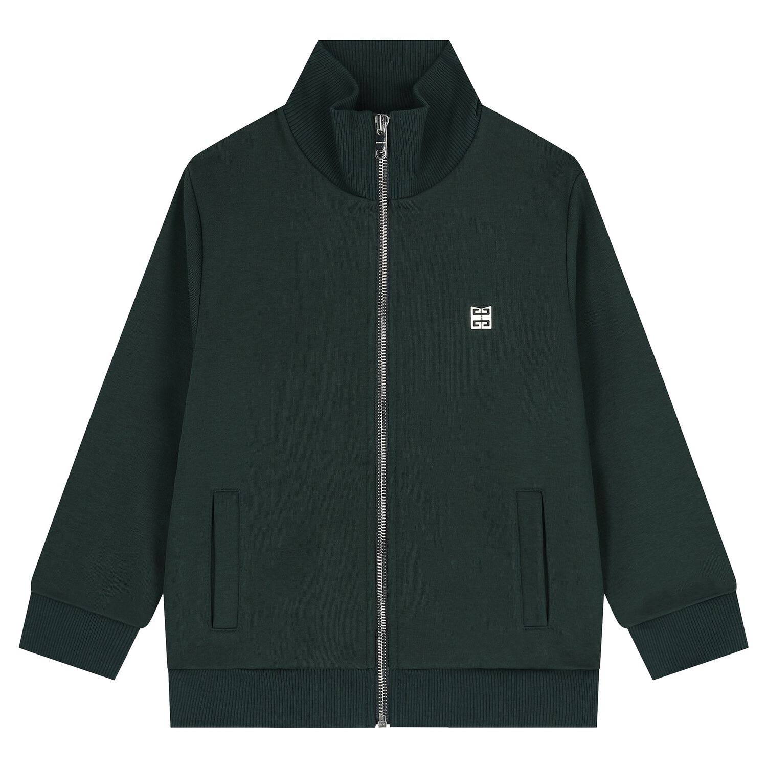Boys Green Logo Zip Up Top, 1, hi-res