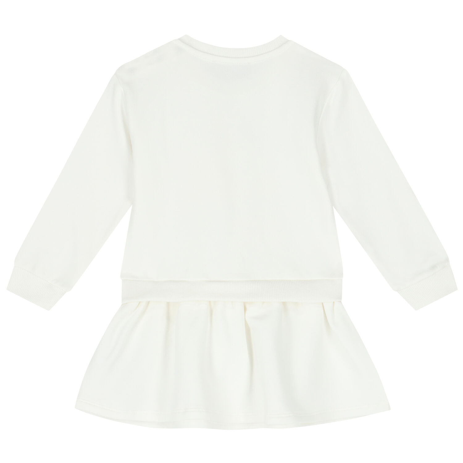 Younger Girls Ivory Teddy Bear Logo Dress, 1, hi-res
