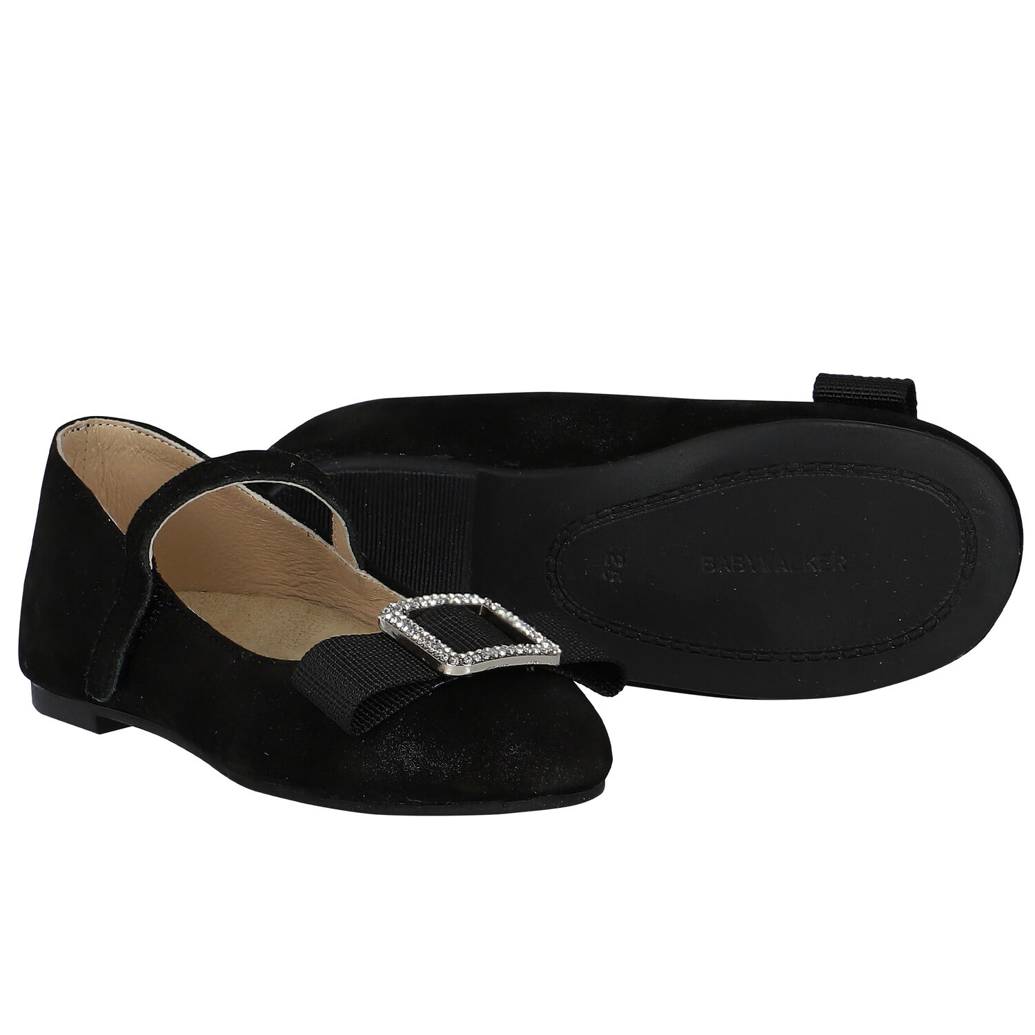 Girls Black Embellished Bow Shoes, 1, hi-res image number null