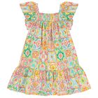 Girls Multi-Coloured Shirred Dress, 1, hi-res