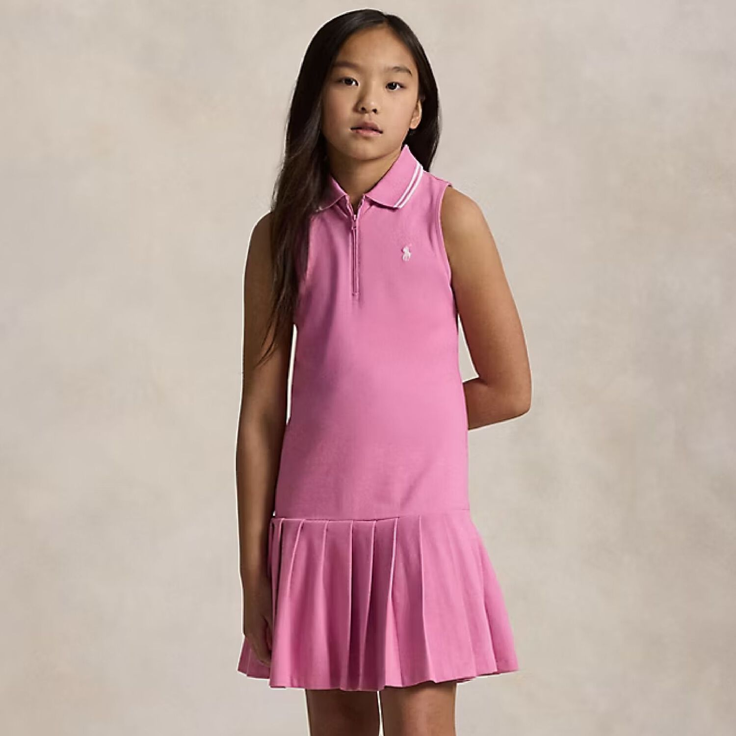 Girls Pink Logo Polo Dress, 1, hi-res