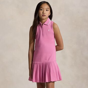 Girls Pink Logo Polo Dress