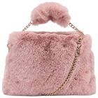 Girls Pink Faux Fur Handbag, 1, hi-res