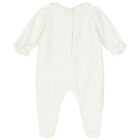 Baby Girls Ivory Lace Babygrow, 1, hi-res