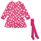 Girls Pink & White Heart Dress Set, 1, hi-res
