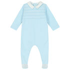 Baby Boys Blue Embroidered Babygrow, 1, hi-res