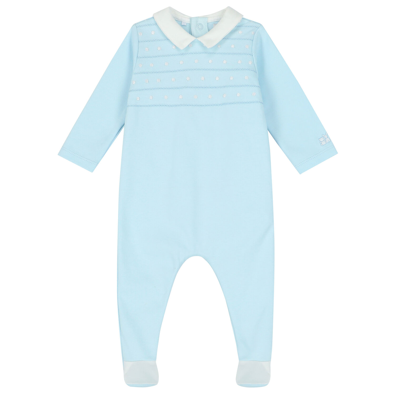 Baby Boys Blue Embroidered Babygrow, 1, hi-res