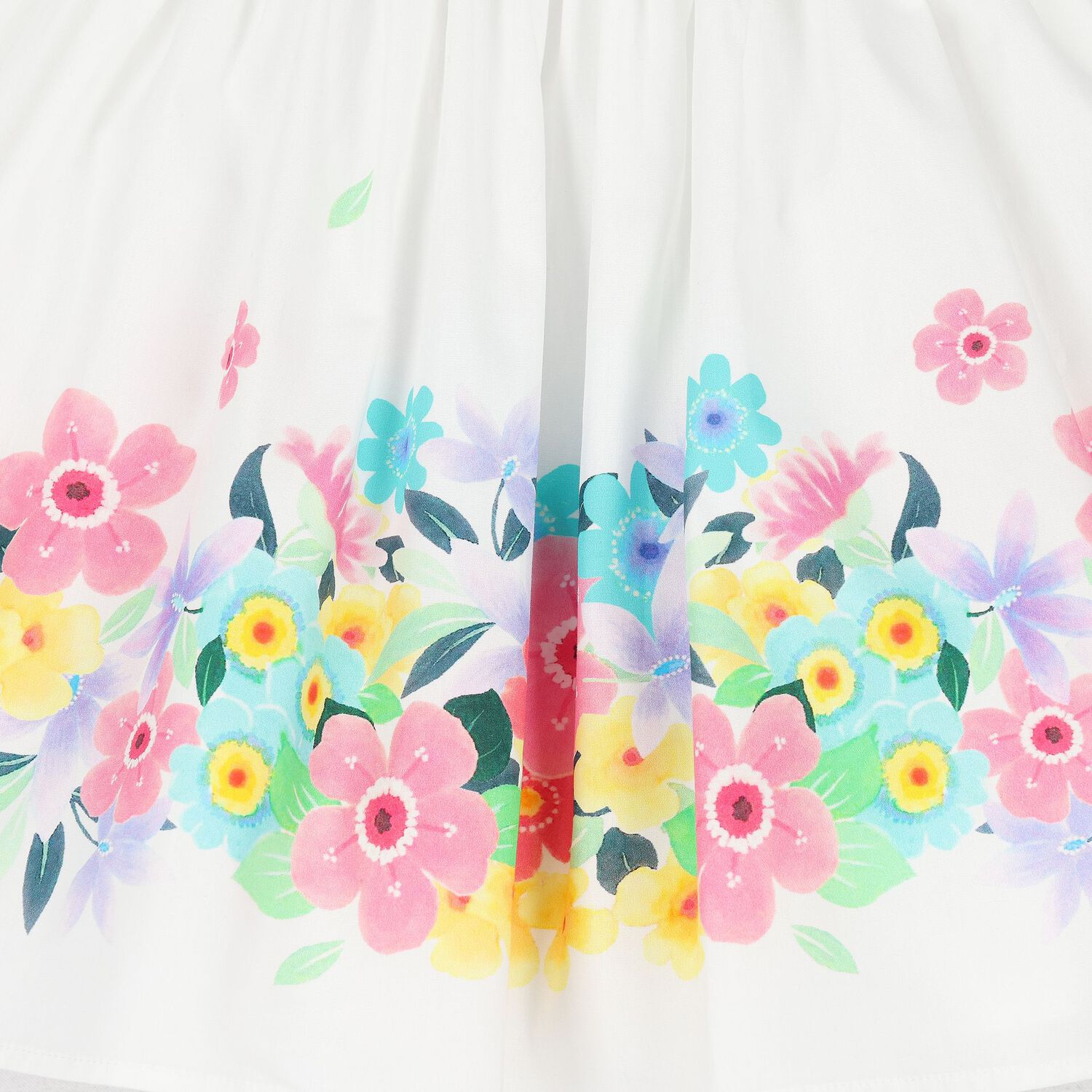 Girls White Floral Dress, 1, hi-res