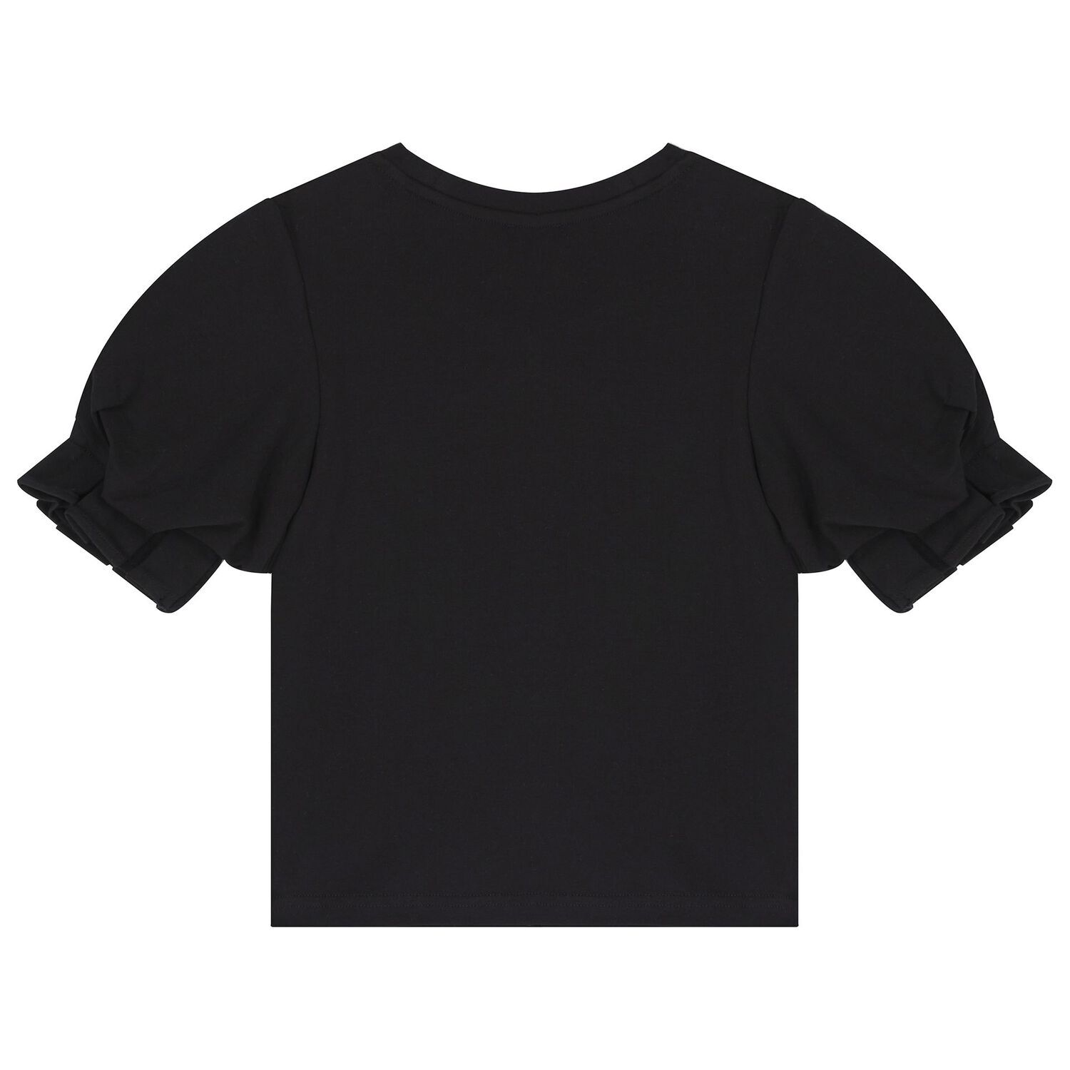 Girls Black Bow T-Shirt, 1, hi-res