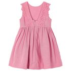 Girls Pink Shimmery Linen Dress, 1, hi-res