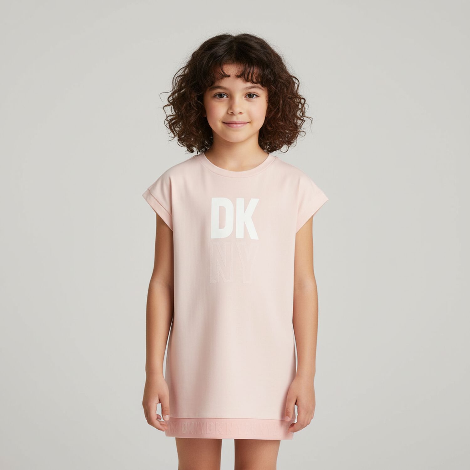 Girls Pink Logo Dress, 1, hi-res