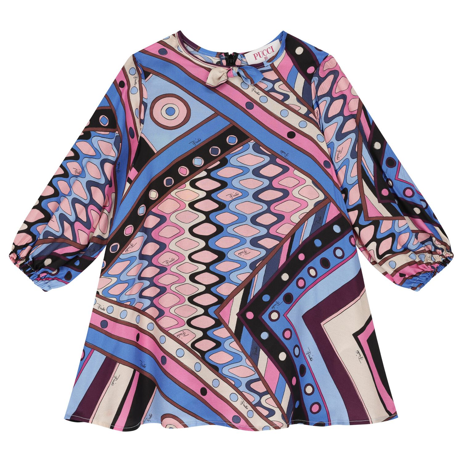 Younger Girls Pink & Blue Vivara Dress, 1, hi-res