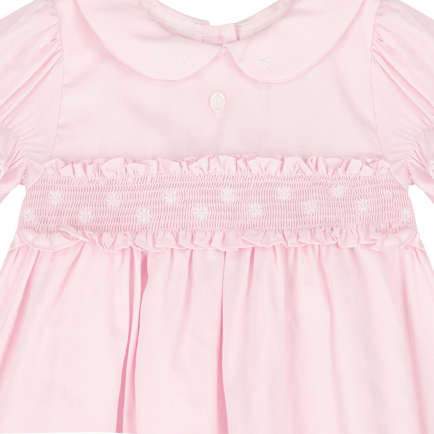 Baby Girls Pink Smocked Ruffled Dress, 1, hi-res