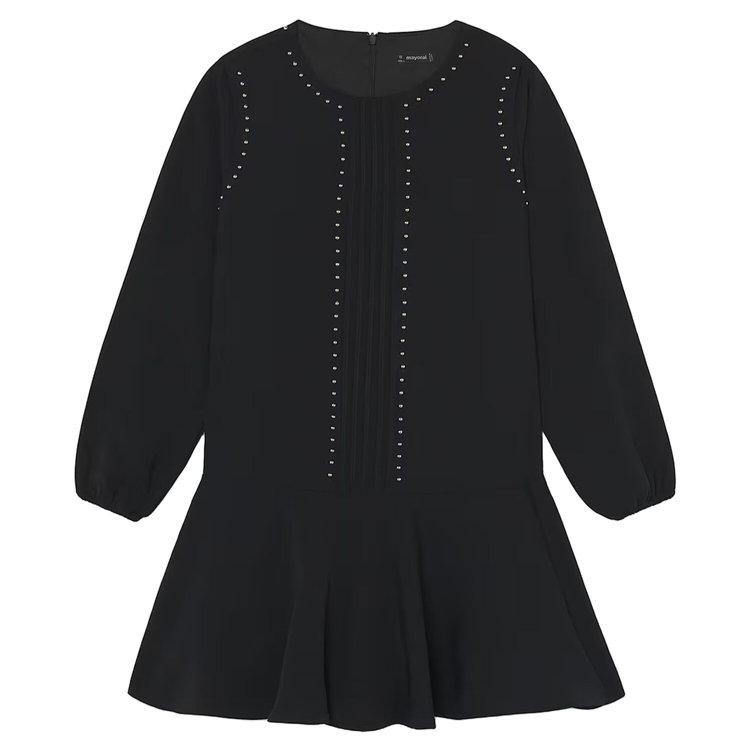 Girls Black Studded Dress, 1, hi-res