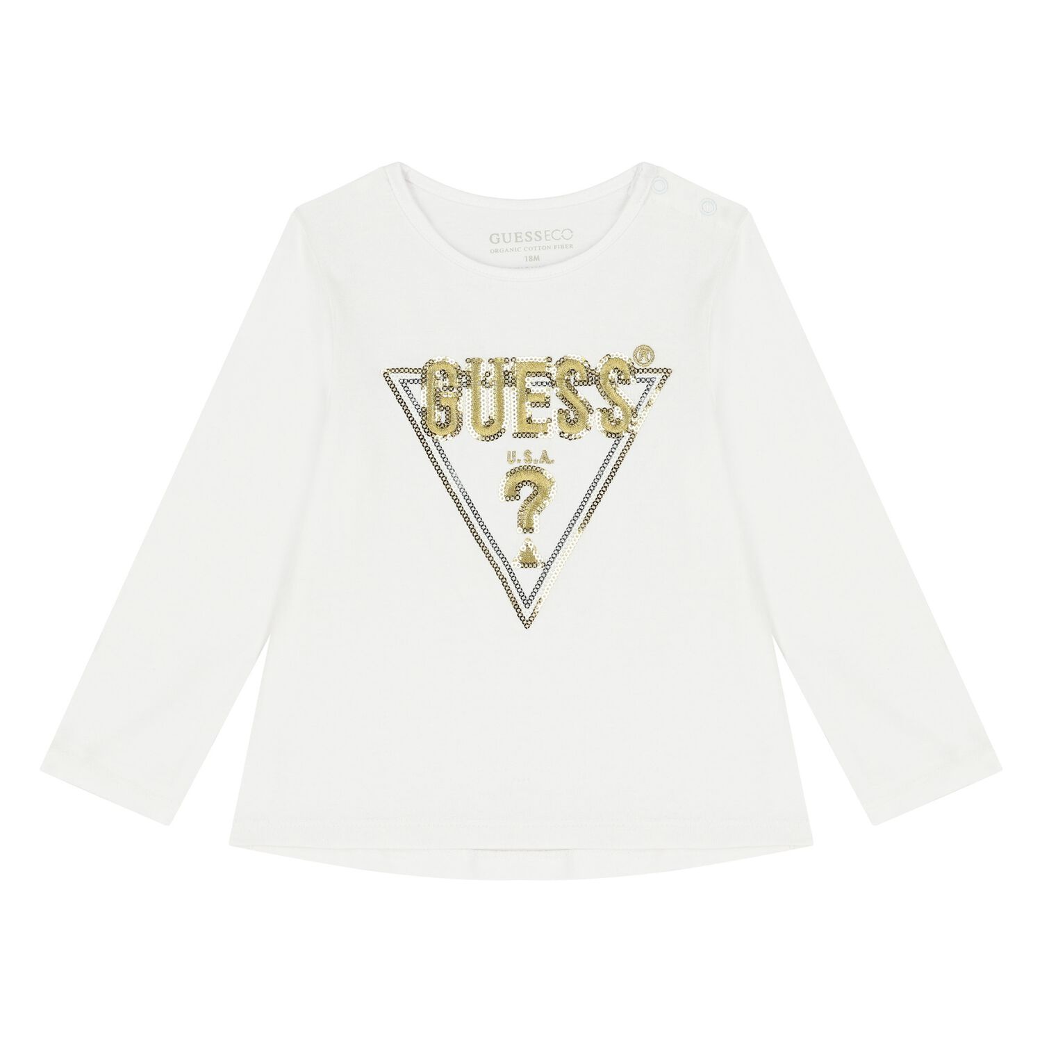 Girls White Logo Long Sleeve Top, 1, hi-res