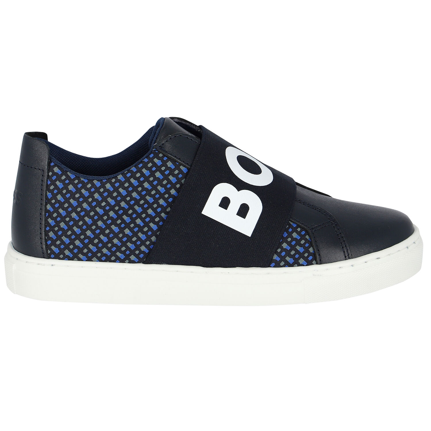 Boys Navy Logo Trainers, 1, hi-res