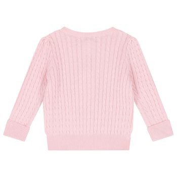Baby Girls Pink Logo Cable Knit Cardigan