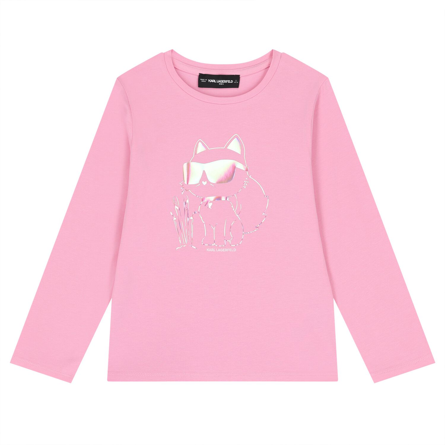 Girls Pink Choupette Long Sleeve Top, 1, hi-res