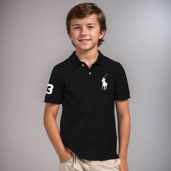 Boys Black Logo Polo Shirt
