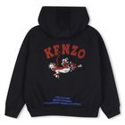 Boys Navy Blue & Black Tiger Logo Hooded Zip Up Top, 1, hi-res