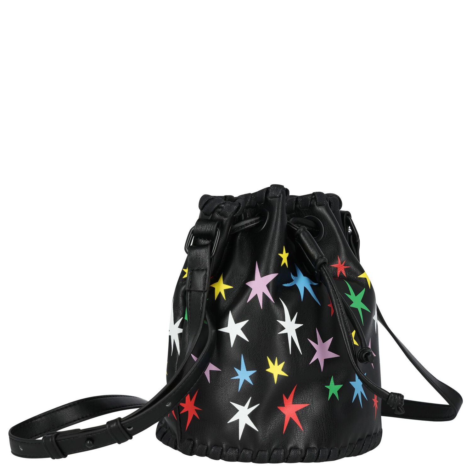 Girls Black Stars Faux Leather Bag, 1, hi-res image number null
