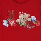 Girls Red Teddy Bear Dress, 1, hi-res