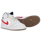 White & Grey Air Jordan 1 Mid Trainers, 8, hi-res