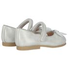 Younger Girls Silver Bow Shoes, 2, hi-res